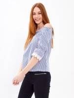 Off-the-shoulder striped blouse