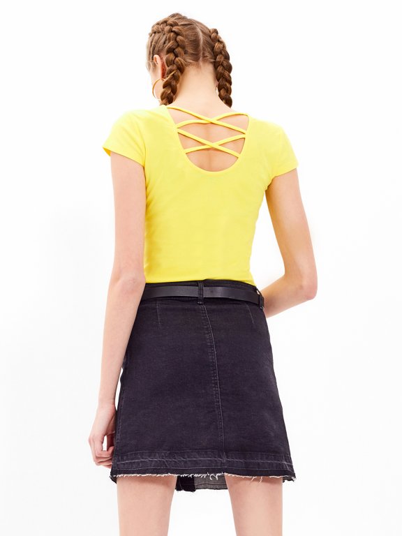 Button-up a-line denim skirt