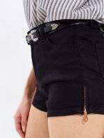 Denim shorts with zippers