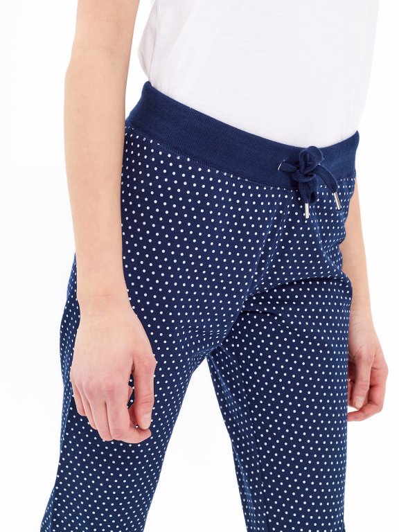 3/4 leg polka dot print sweatpants