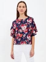 FLORAL PRINT BLOUSE WITH RUFFLE SLEEVE