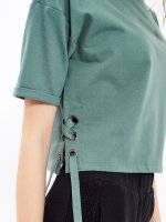 Short sleeve sweartshirt with lace-up detail
