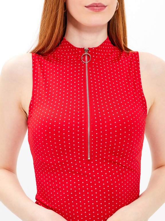 Polka dot print high neck bodysuit
