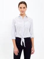STRIPED FRONT KNOT BLOUSE
