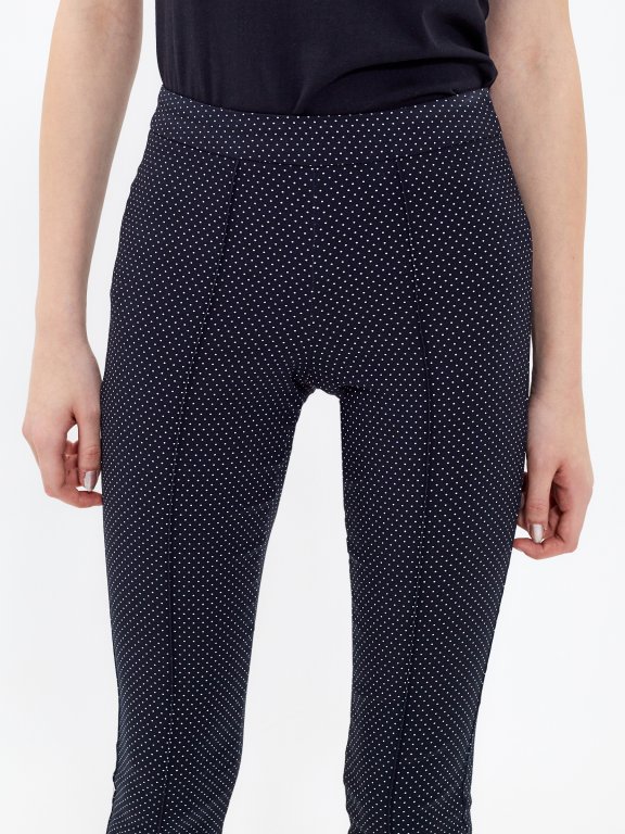 Polka dot print slim fit trousers