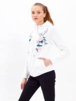Zip-up hoodie with floral embroidery