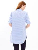 LONGLINE STRIPED SHIRT WITH EMBROIDERY