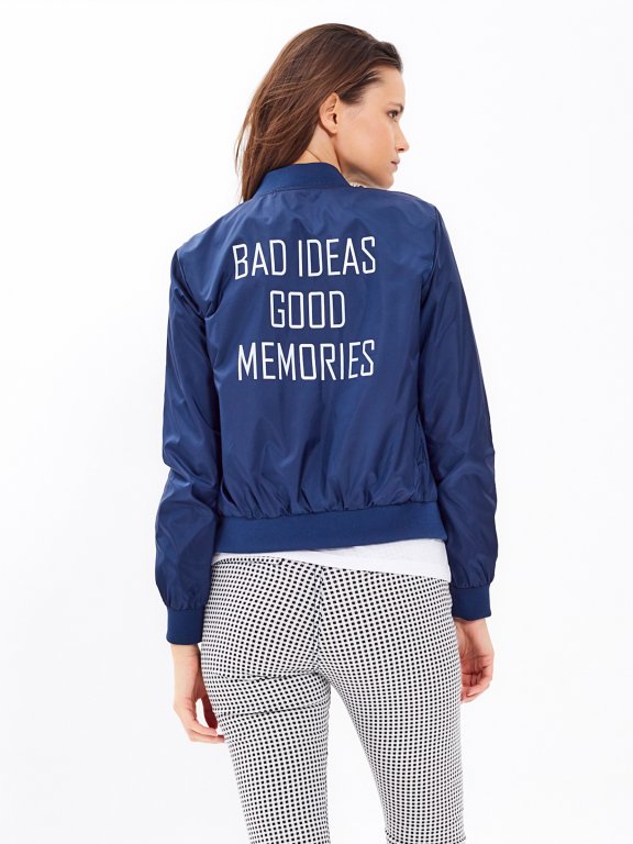 Bomber jacket with message print