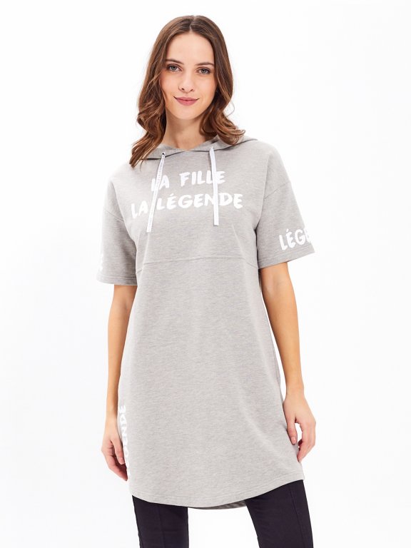 LONGLINE HOODIE WITH MESSAGE PRINT