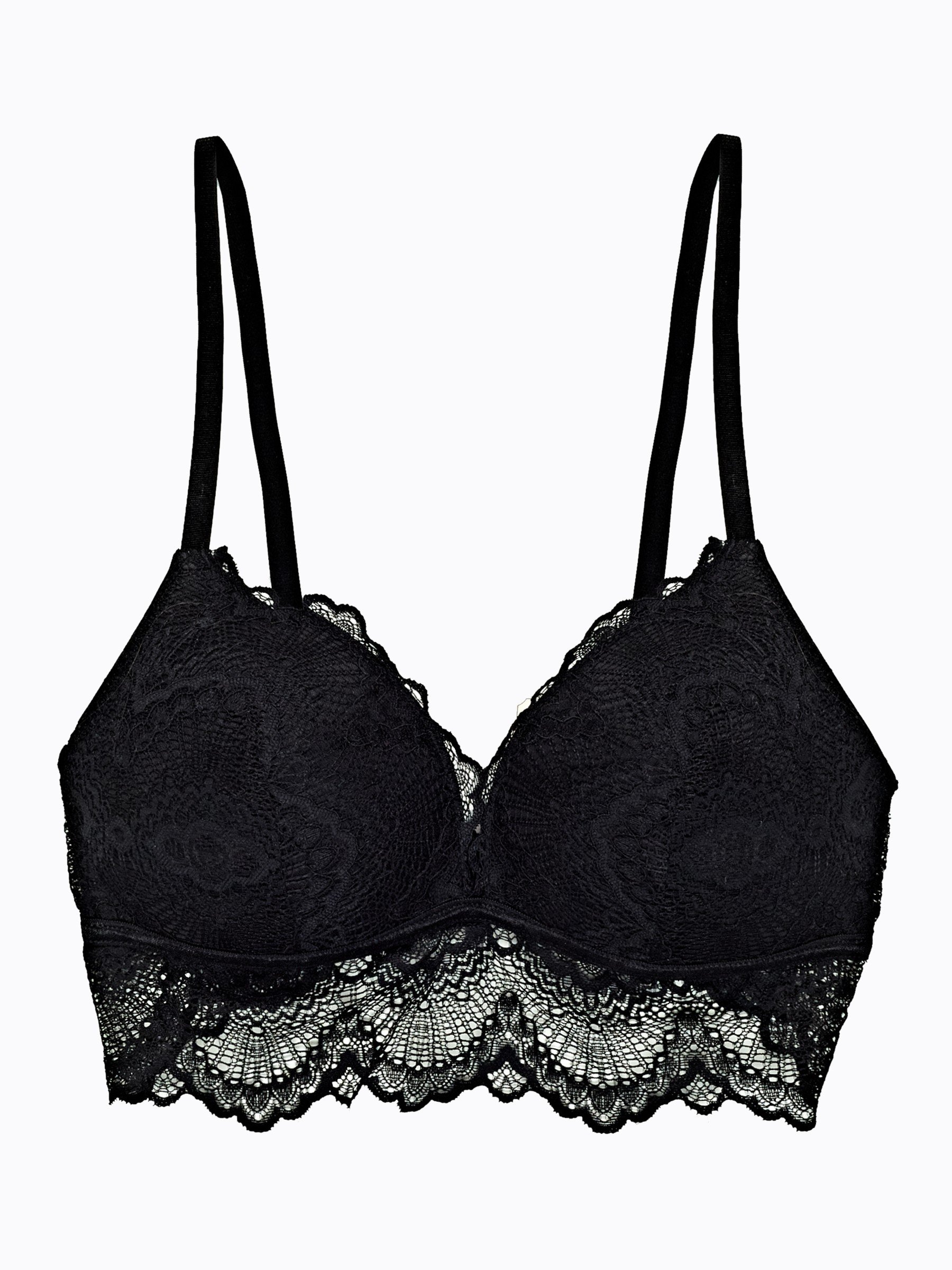Padded Bralette in Black with Leavers Lace