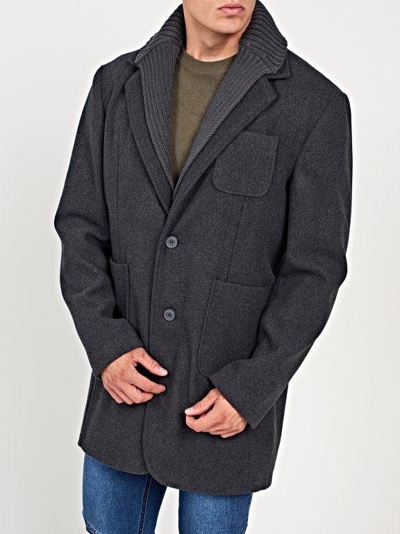 Combined prolonged coat in wool blend