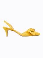 Mid heel slingback shoes with bow