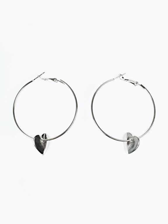 Hoop earrings with heart pendants
