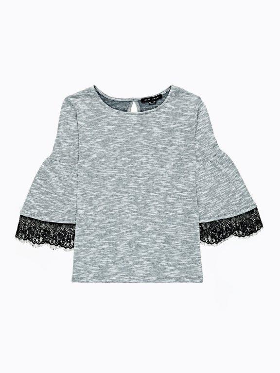 Marled top with lace
