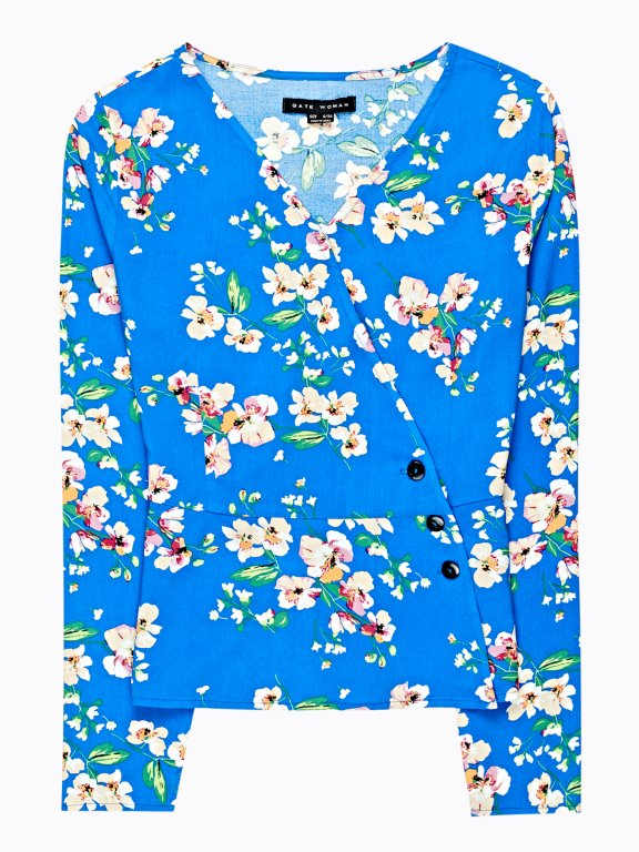 Floral print wrap blouse