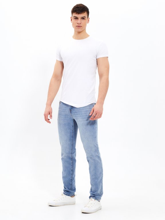 Basic cotton straight fit jeans
