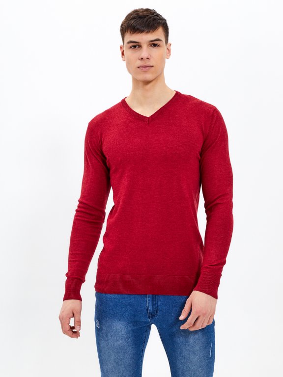 Basic sweter z dekoltem w serek