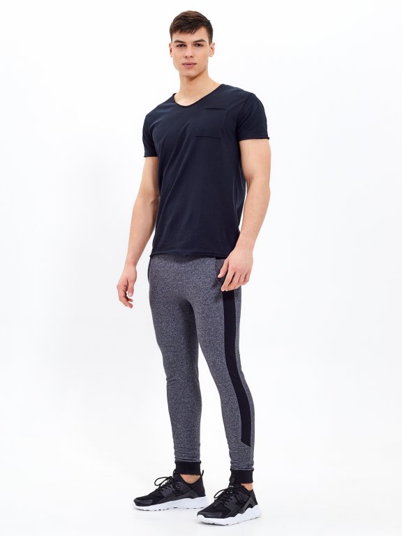 Stretch sweatpants with side panel