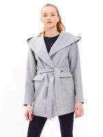 BELTED ROBE COAT WITH HOOD