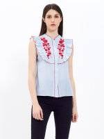 Striped top with embroidery