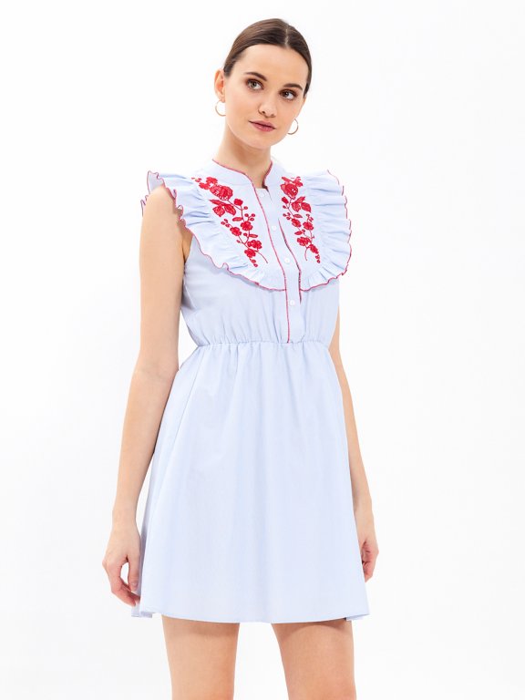 Striped dress with embroidery