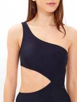 One-shoulder colour block swimsuit