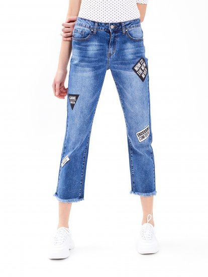 Cropped jeans with print