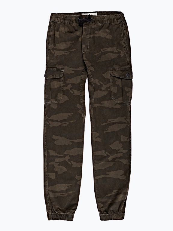 Camo print jogger fit trousers