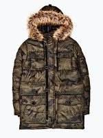 Prolonged camo print hooded jacket