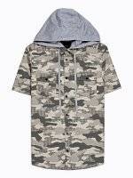 Camo print slim fit shirt with jersey hood