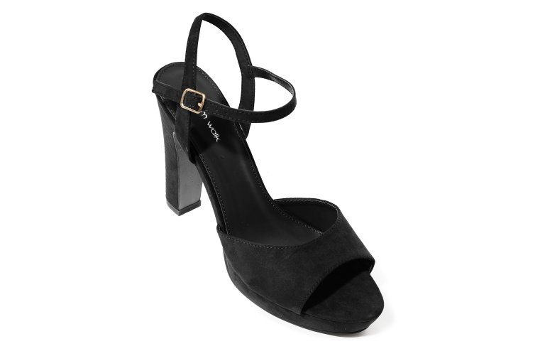 Faux suede heeled platform sandals