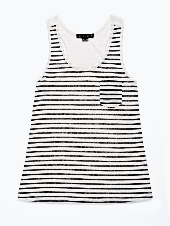 Striped tank top with pocket