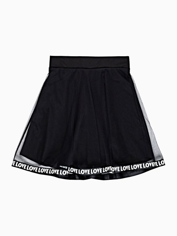 A-LINE SKIRT WITH PRINTED TAPE