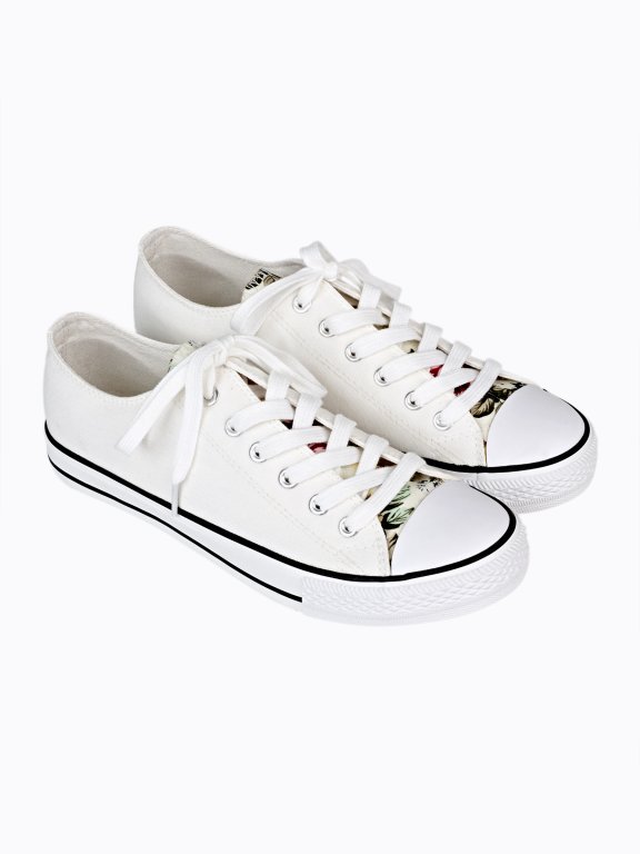 LACE-UP SNEAKERS WITH FLORAL TONGUE