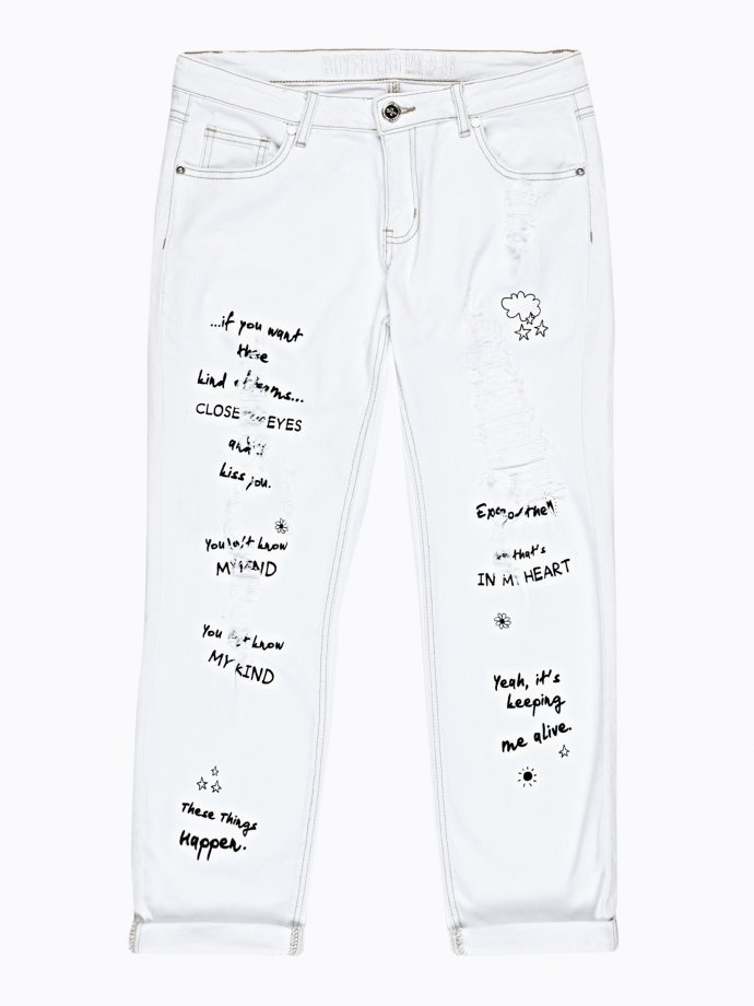 DAMAGED BOYFRIEND JEANS WITH PRINTS | GATE