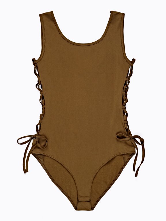 Sleeveless bodysuit with side lacing