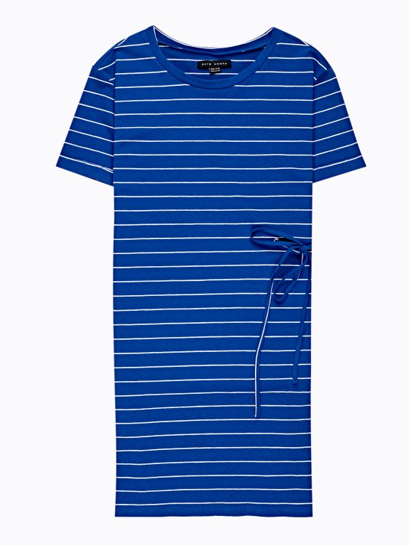 PROLONGED STRIPED T-SHIRT WITH LACING DETAIL