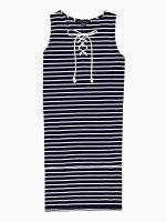LONGLINE STRIPED TOP WITH FRONT LACING