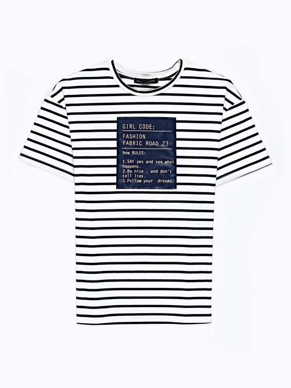 STRIPED T-SHIRT WITH PATCH