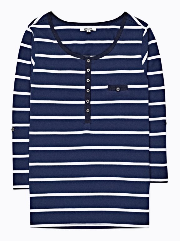Striped t-shirt with front buttons