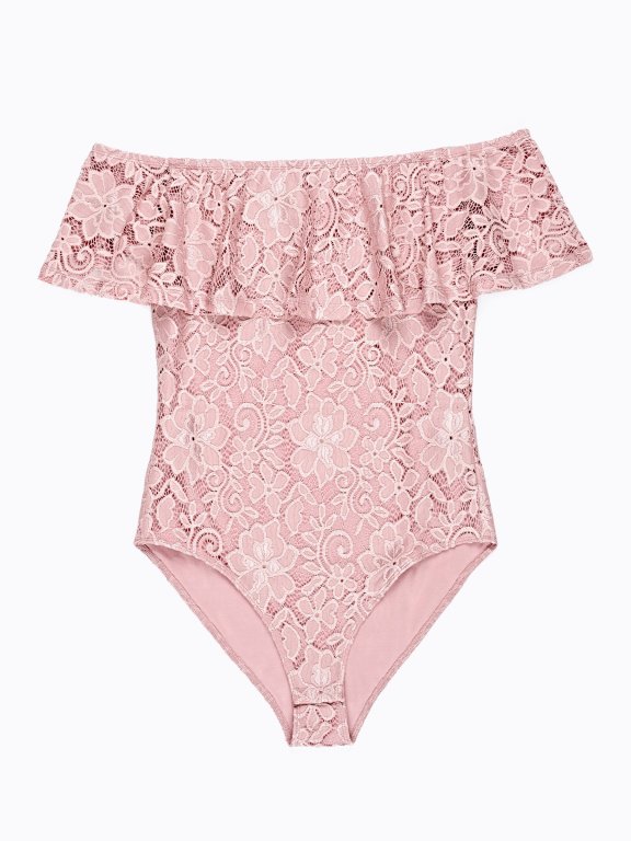 LACE BODYSUIT WITH RUFFLE