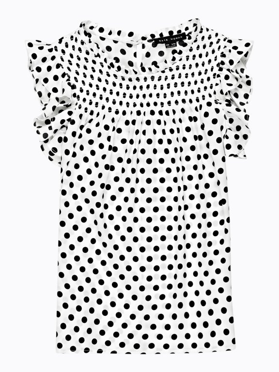 Polka dot print top with ruffles