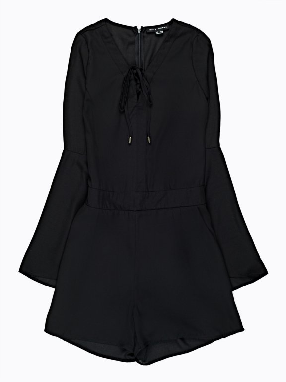 Short jumpsuit with bell sleeves