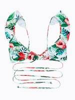 Floral print bikini top with ruffles
