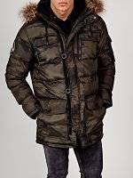 Prolonged camo print hooded jacket
