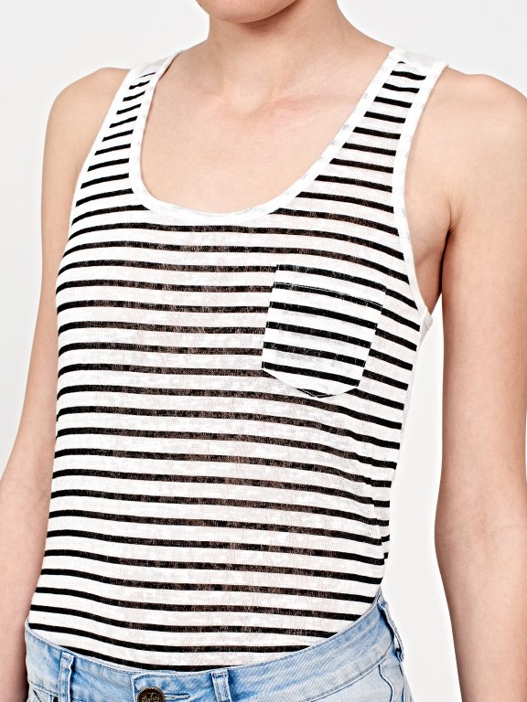Striped tank top with pocket