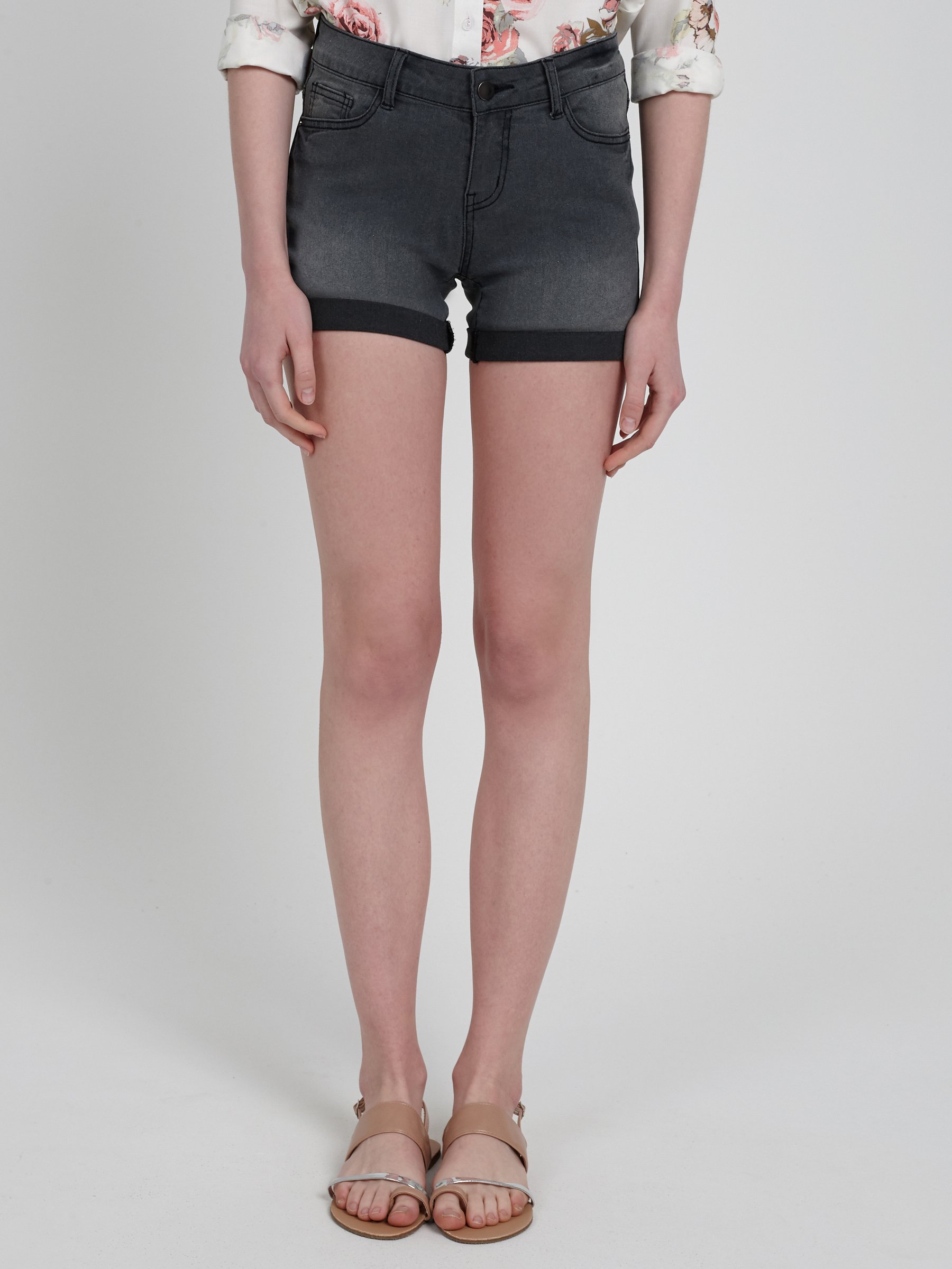 dark grey denim shorts