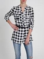LONGLINE GINGHAM BLOUSE WITH BELT