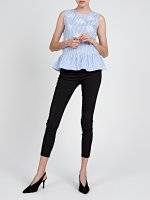 STRIPED PEPLUM TOP WITH EMBROIDERY