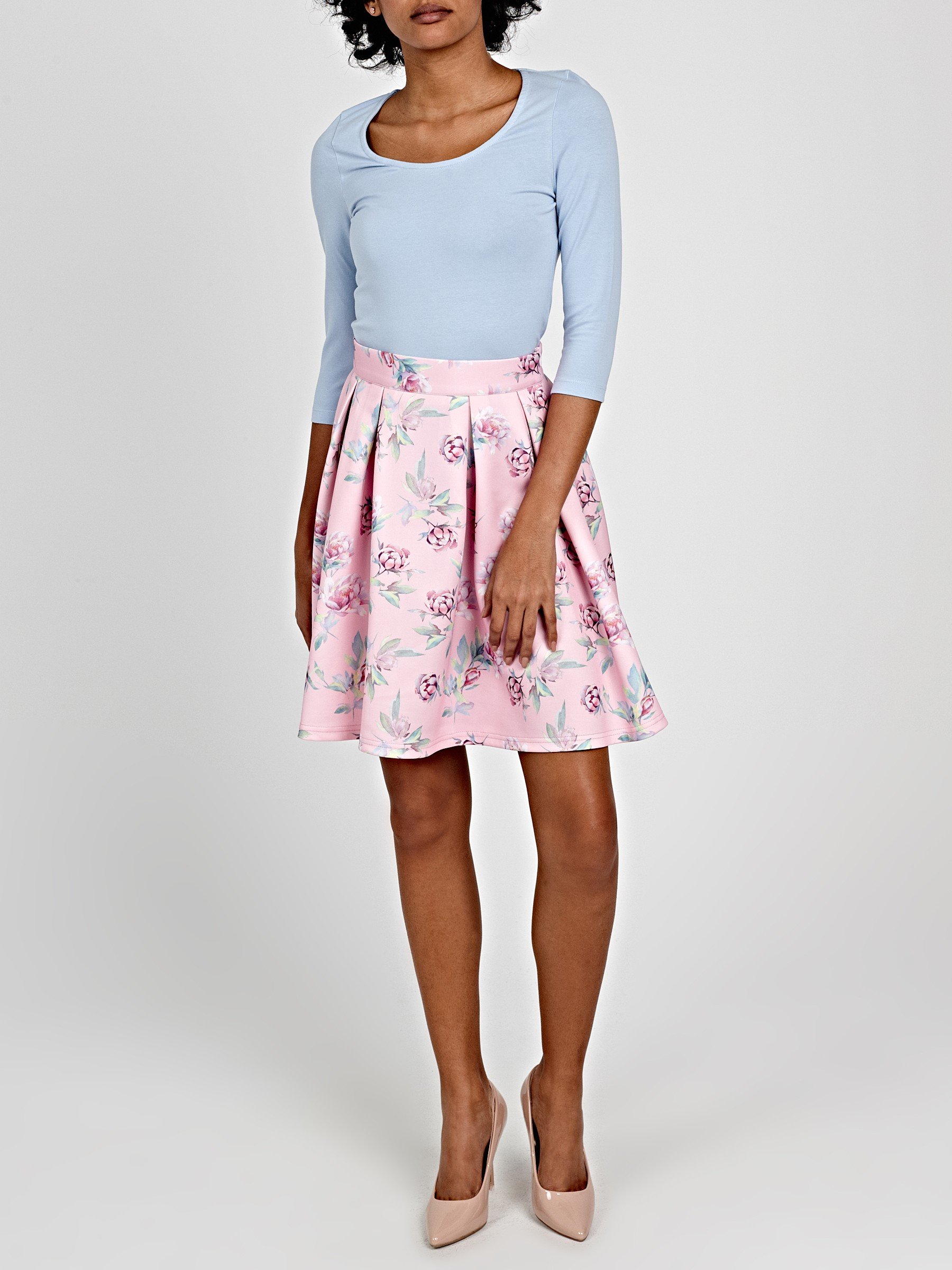 Tropical Floral Swing High Waist Mini Lace Up Skater Skirt | Allegra K